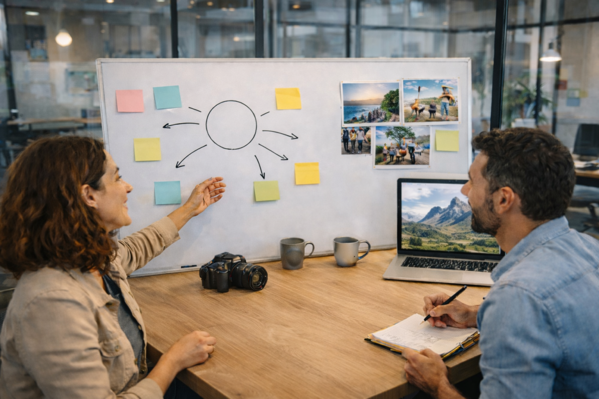 A creative team designing a product for tourism